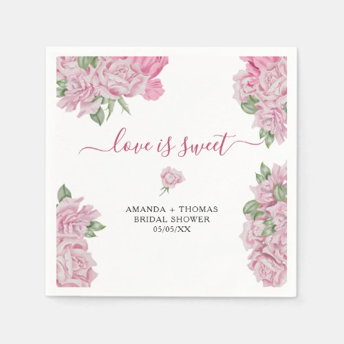 Watercolor rose flowers _ love is sweet napkins