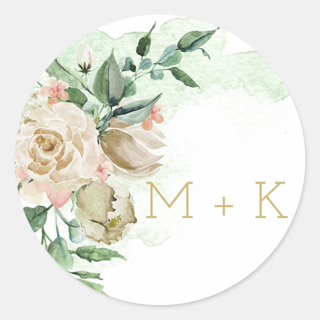Watercolor Rose Garden Envelope Seal (Front)