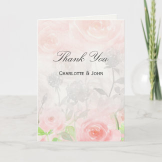 watercolor Rose Garden Modern wedding Thank You