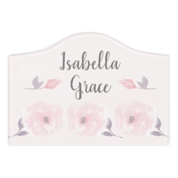 Watercolor Rose Girl Nursery Door Sign by Personalizedbydiane at Zazzle
