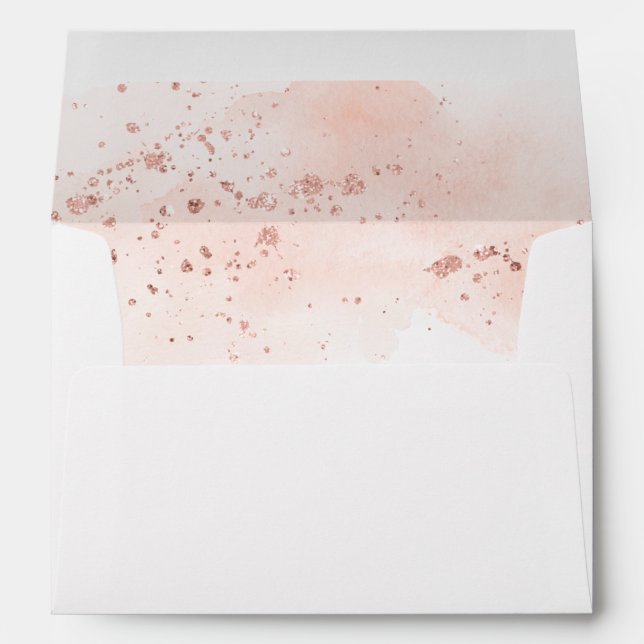 Watercolor rose gold blush pink envelopes 5x7 card (Back (Bottom))
