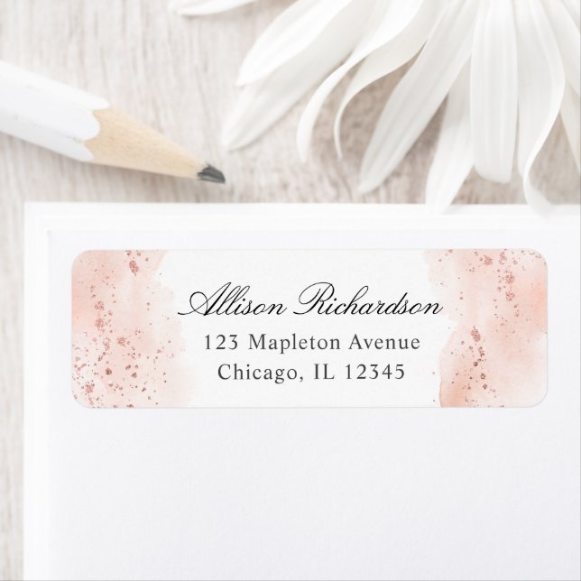 Watercolor rose gold blush pink glitter label (Insitu)