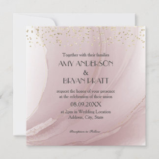Watercolor Rose Gold Marble Invitation