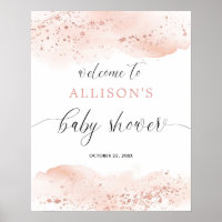 Watercolor rose gold pink baby shower welcome sign