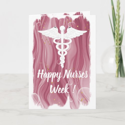  Watercolor Rose Gold Pink Happy Nurses Week  Card