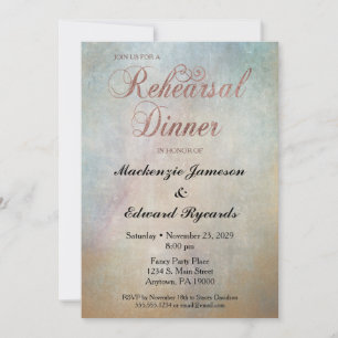 Watercolor Rose Gold Rehearsal Dinner Invitation