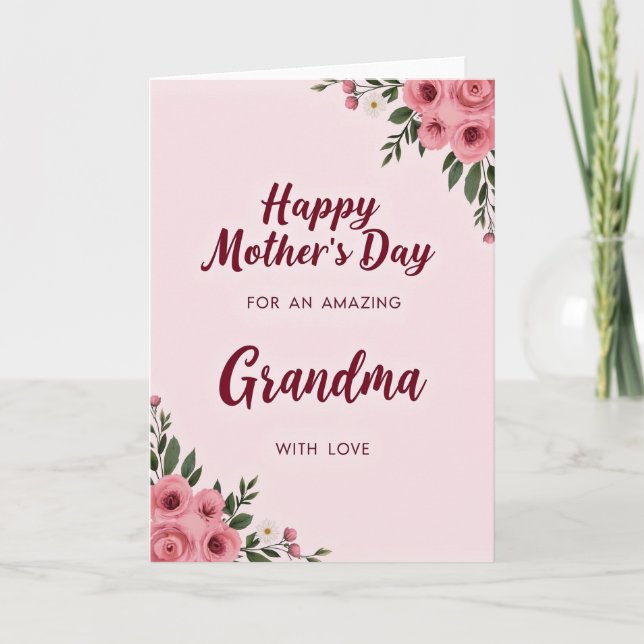 Watercolor Rose Grandma Card (Front)