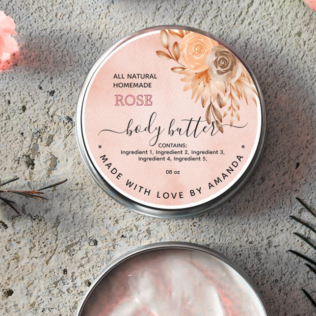 Watercolor Rose Homemade BODY BUTTER Label (Creator Uploaded)