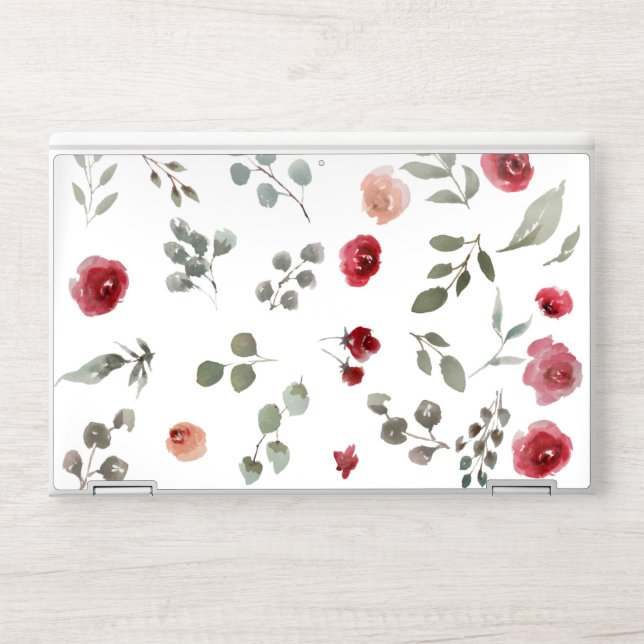 Watercolor rose HP laptop skin (Front)