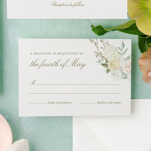 Watercolor Rose Hydrangea Response Card