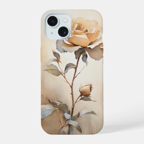 Watercolor rose iPhone 15 case