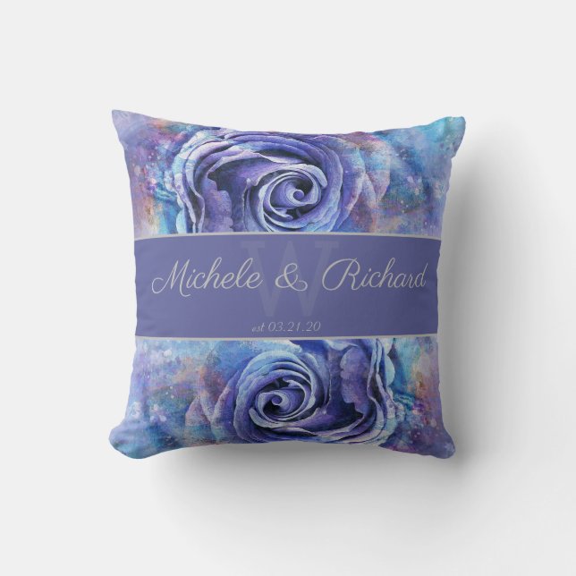 Watercolor Rose Keepsake Throw Pillow (Front)