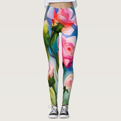 Watercolor Rose Leggings