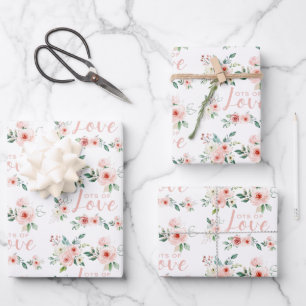 Watercolor Rose Lots of Love Wrapping Paper Sheets