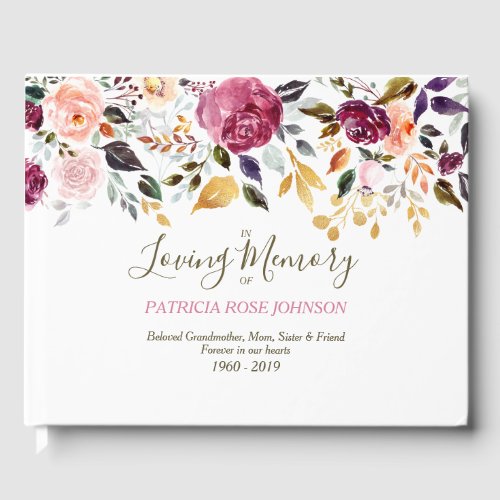 Watercolor Rose Memorial Funeral Remembrance