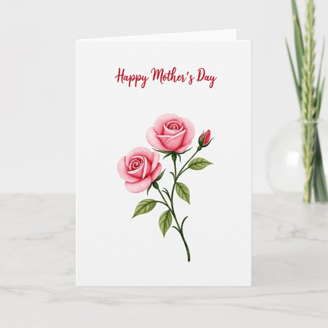 Watercolor Rose Mothers Day Card (Front)