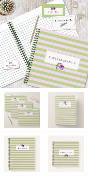 Watercolor Rose On Stripes Professional Suite