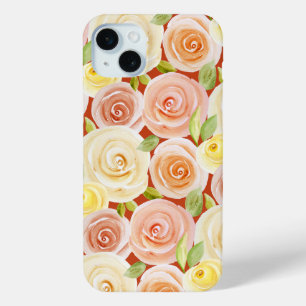 Watercolor Rose Paterned iPhone 15 Plus Case