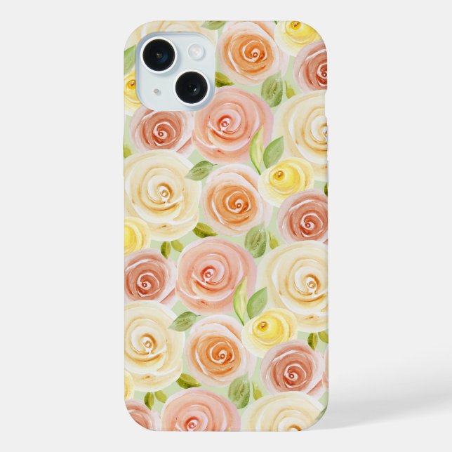 Watercolor Rose Patterned Iphone Case (Back)