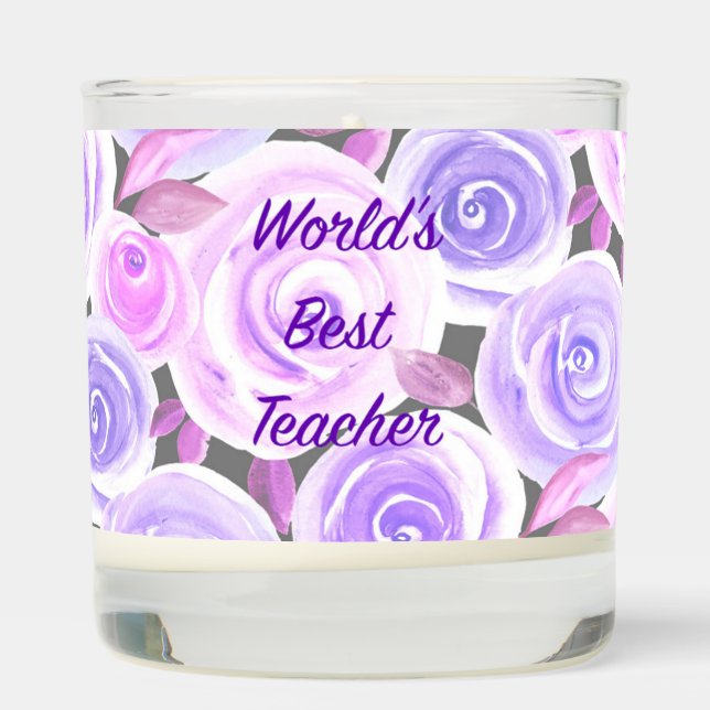 Watercolor Rose Patterned Scented Candle (Right)
