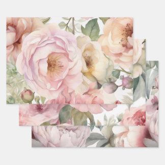 WATERCOLOR ROSE PEONY DECORATIVE PAPER