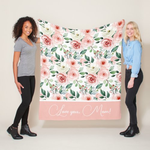 Watercolor Rose Personalized Blanket