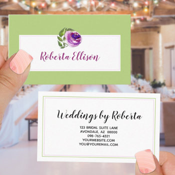 Watercolor Rose Purple Shade Professional Template Business Card by PaPr_Emporium at Zazzle