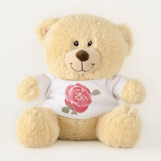 Watercolor Rose Teddy Bear