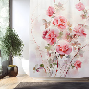 Watercolor Rose Vine Elegance Shower Curtain