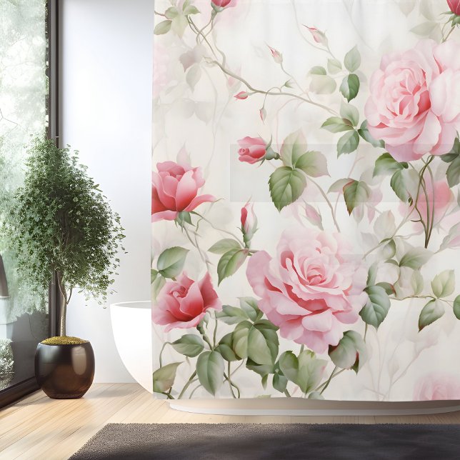 Watercolor Rose Vine Elegance Shower Curtain (Creator Uploaded)