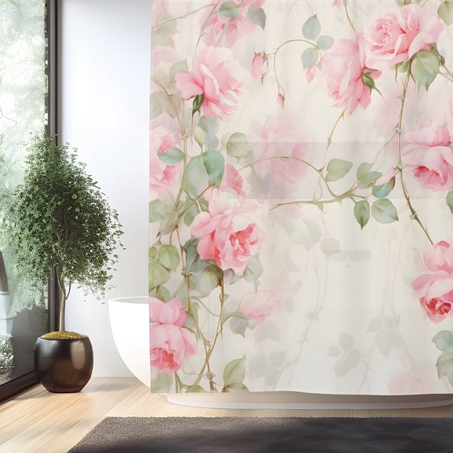 Watercolor Rose Vine Elegance Shower Curtain (Creator Uploaded)