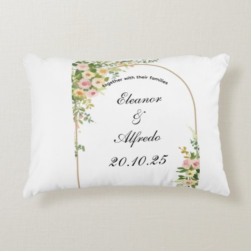 Watercolor Rose Wedding  Accent Pillow