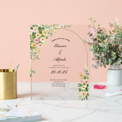Watercolor Rose Wedding Acrylic Sign
