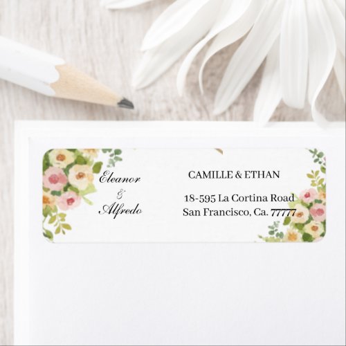 Watercolor Rose Wedding  Label