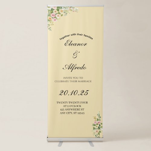 Watercolor Rose Wedding Retractable Banner