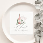 Watercolor Rose Wine Botanical Cheers to Love Napkins<br><div class="desc">These elegant wine tasting themed napkins are perfect for bridal showers, engagement parties, or rehearsal dinners hosted at a winery, tasting room or vineyard. Design features a bottle of rose wine and two wine glasses and adorned with green watercolor eucalyptus leaves and foliage. "Cheers to Love" appears in chic calligraphy...</div>