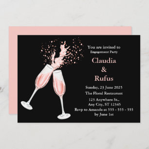 Watercolor Rose Wine engagement Party Invitation