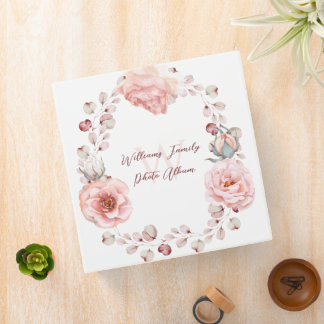Watercolor Rose Wreath Personalized Photo  3 Ring Binder