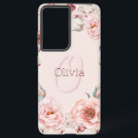 Watercolor Rose Wreath Personalized | Pink Samsung Galaxy S21 Ultra Case<br><div class="desc">Charge your electronic device with a feminine design Pink Watercolor Rose Wreath Personalized Samsung Galaxy Case. Case design features a botanical wreath adorned with watercolor roses with personalization of your name and monogram in an elegant script. Perfect for those who love a summer floral theme of watercolor flowers.</div>