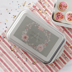 Watercolor Rose Wreath Personalized   Sage Green Cake Pan
