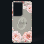 Watercolor Rose Wreath Personalized | Sage Green Samsung Galaxy S21 Ultra Case<br><div class="desc">Charge your electronic device with a feminine design Sage Green Watercolor Rose Wreath Personalized Samsung Galaxy Case. Case design features a botanical wreath adorned with watercolor roses with personalization of your name and monogram in an elegant script. Perfect for those who love a summer floral theme of watercolor flowers.</div>