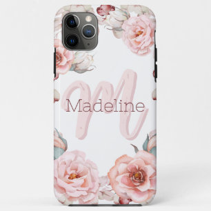Watercolor Rose Wreath Personalized White iPhone 11 Pro Max Case