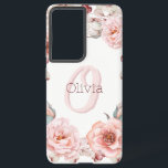 Watercolor Rose Wreath Personalized | White Samsung Galaxy S21 Ultra Case<br><div class="desc">Charge your electronic device with a feminine design Watercolor Rose Wreath Personalized Samsung Galaxy Case. Case design features a botanical wreath adorned with watercolor roses with personalization of your name and monogram in an elegant script. Perfect for those who love a summer floral theme of watercolor flowers.</div>