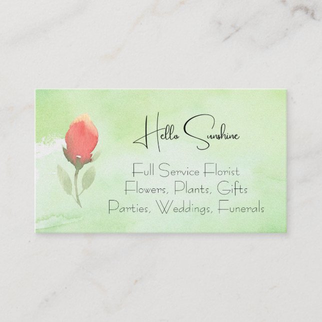 Watercolor Rosebud Business Card (Front)