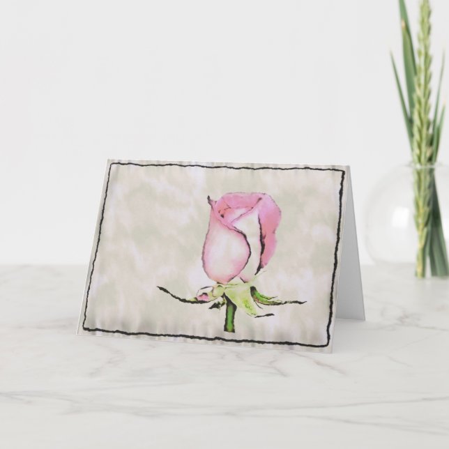 Watercolor Rosebud Invitation (Front)