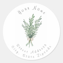 Watercolor Rosemary Bouquet with Jute Bow