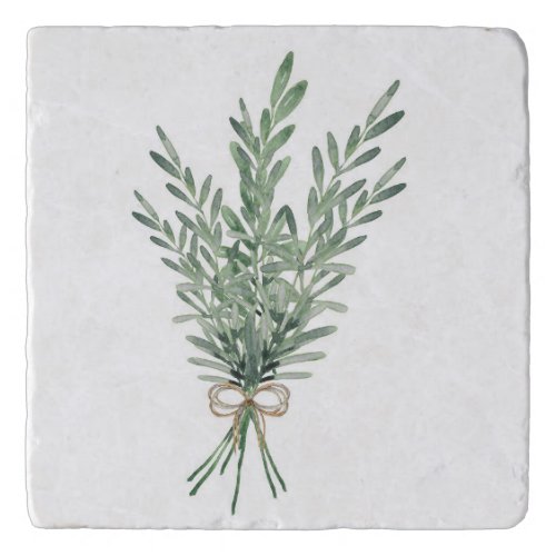  Watercolor Rosemary Bouquet with Jute Bow Trivet