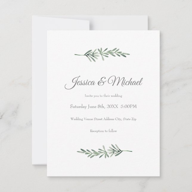 Watercolor Rosemary Invitation (Front)