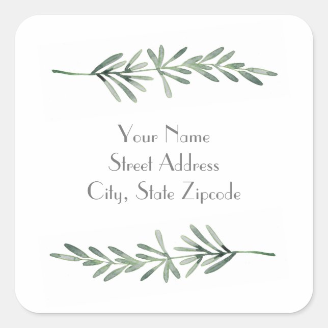 'Watercolor Rosemary' Labels (Front)