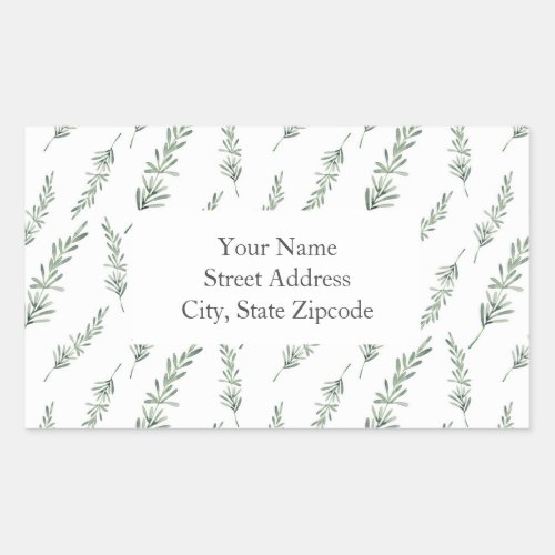 Watercolor Rosemary Leaves Pattern labels